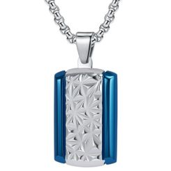 ***COI Titanium Black/Blue Silver Floral Pendant-01328AA