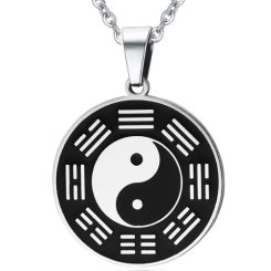 ***COI Titanium Black Silver Yin Yang Pendant-01347AA