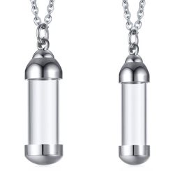 ***COI Titanium Black/Silver Cremation Pendant For Ashes of Pets and People-01351AA