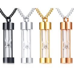 ***COI Titanium Black/Silver/Gold Tone/Rose Cremation Pendant For Ashes of Pets and People-01352AA