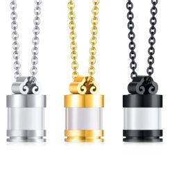 ***COI Titanium Black/Silver/Gold Tone Cremation Pendant For Ashes of Pets and People-01353AA