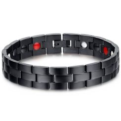 ***COI Black Titanium Bracelet With Steel Clasp(Length: 8.46 inches)-01355AA