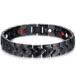***COI Black Titanium Bracelet With Steel Clasp(Length: 8.46 inches)-01356AA