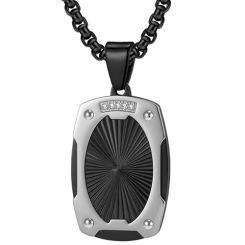 ***COI Titanium Black/Gold Tone Silver Pendant With Cubic Zirconia-01370AA