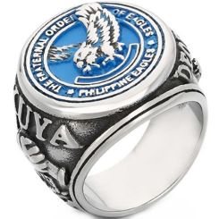 ***COI Titanium Black Blue Silver Eagle Ring-01379AA