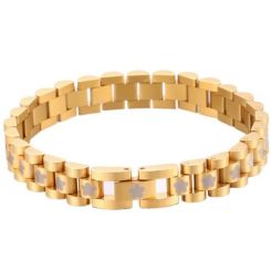 ***COI Titanium Black/Gold Tone/Silver Floral Bracelet With Steel Clasp(Length: 7.87 inches)-01407AA