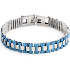 ***COI Titanium Blue Silver Bracelet With Steel Clasp(Length: 8.27 inches)-01409AA