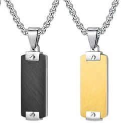 ***COI Titanium Black/Gold Tone/Blue Silver Tag Pendant-01434AA