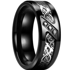 ***COI Black Titanium Dragon Ring With Cubic Zirconia-01458AA