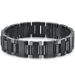 ***COI Black Tungsten Carbide Bracelet With Steel Clasp(Length: 8.27 inches)-01473AA