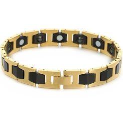 ***COI Tungsten Carbide Black/Silver/Gold Tone Black Bracelet With Steel Clasp(Length: 8.46 inches)-01474AA