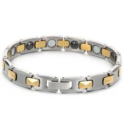 ***COI Tungsten Carbide Black/Silver/Gold Tone Silver Bracelet With Steel Clasp(Length: 7.09 inches)-01476AA