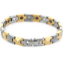 ***COI Tungsten Carbide Black/Silver/Gold Tone Silver Bracelet With Steel Clasp(Length: 7.48 inches)-01477AA