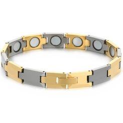 ***COI Tungsten Carbide Black/Gold Tone Silver Bracelet With Steel Clasp(Length: 7.87 inches)-01480AA