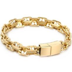 ***COI Titanium Gold Tone/Silver Bracelet With Steel Clasp(Length: 9.06 inches)-01482AA