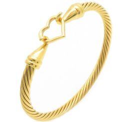 ***COI Titanium Gold Tone/Silver Heart Bracelet With Steel Clasp(Length: 7.87 inches)-01486AA