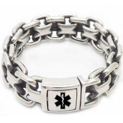 ***COI Titanium Gold Tone/Silver Medical Alert Bracelet With Steel Clasp(Length: 9.25 inches)-01488AA