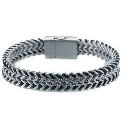 ***COI Titanium Black Gold Tone/Silver Bracelet With Steel Clasp(Length: 8.46 inches)-01489AA
