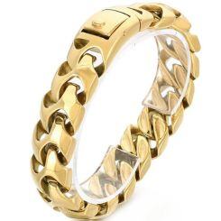 ***COI Titanium Black/Gold Tone/Silver Bracelet With Steel Clasp(Length: 8.66 inches)-01496AA