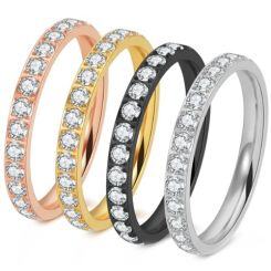 ***COI Titanium Black/Gold Tone/Silver/Rose Ring With Cubic Zirconia-01499AA