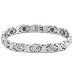 ***COI Titanium Gold Tone/Silver Cubic Zirconia Bracelet With Steel Clasp(Length: 8.66 inches)-01526AB