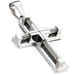 ***COI Titanium Black/Gold Tone/Silver/Rose Wire Cross Pendant-01561AA