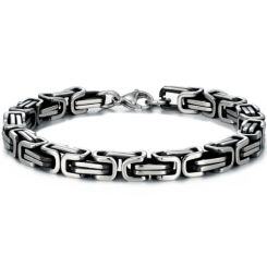 ***COI Titanium Black Silver Bracelet With Steel Clasp(Length: 8.66 inches)-01562AA