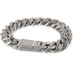 ***COI Titanium Gold Tone/Silver Cubic Zirconia Bracelet With Steel Clasp(Length: 8.07 inches)-01569AA