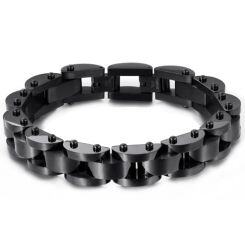 ***COI Black Titanium Bracelet With Steel Clasp(Length: 8.66 inches)-01570AA