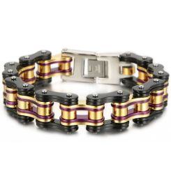***COI Titanium Black Gold Tone Purple Bracelet With Steel Clasp(Length: 8.66 inches)-01573AA