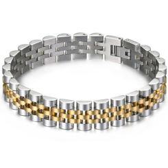 ***COI Titanium Gold Tone Silver Bracelet With Steel Clasp(Length: 8.27 inches)-01590AA