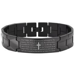 ***COI Black Titanium Cross Prayer Bracelet With Steel Clasp(Length: 8.07 inches)-01591AA