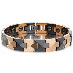 ***COI Titanium Rose/Gold Tone Ceramic Bracelet With Steel Clasp(Length: 8.27 inches)-01597AA