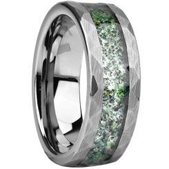 ***COI Tungsten Carbide Faceted Ring With Meteorite-01599AA
