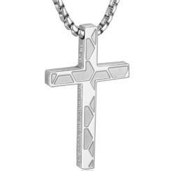 ***COI Titanium Black/Silver You Are Never Alone Cross Pendant-01642AA