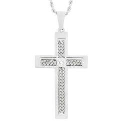 ***COI Titanium Black/Gold Tone/Silver Cross & Wire Pendant-01643AA