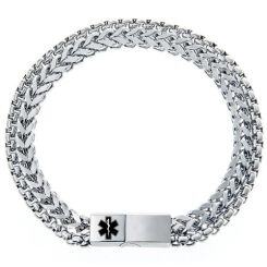 ***COI Titanium Medical Alert Bracelet With Steel Clasp(Length: 8.27 inches)-01650AA