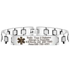 ***COI Titanium Medical Alert Custom Engraving Bracelet With Steel Clasp(Length: 8.27 inches)-01662AA
