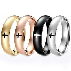 ***COI Titanium Black/Gold Tone/Silver/Rose Cross Dome Court Ring-01669AA