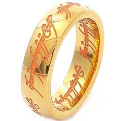 ***COI Gold Tone Titanium Lord The Ring Dome Court Ring-01671AA