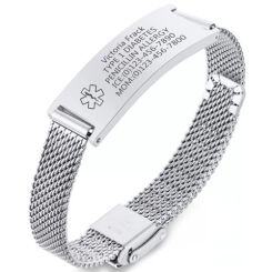 ***COI Titanium Black/Gold Tone/Silver/Rose Medical Alert Bracelet With Steel Clasp(Length: 8.27 inches)-01676AA