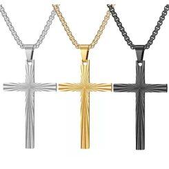 ***COI Titanium Black/Gold Tone/Silver Cross Pendant-01695AA