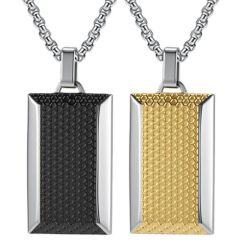 ***COI Titanium Black/Gold Tone Silver Honeycomb Tag Pendant-01697AA