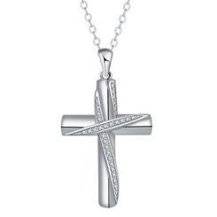 ***COI Titanium Cross Pendant With Cubic Zirconia-01715AA