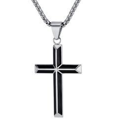***COI Titanium Black Gold Tone/Silver Cross Pendant-01752AA