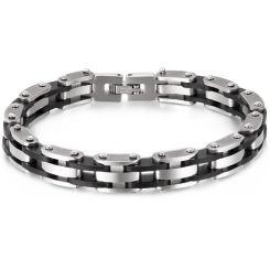 ***COI Titanium Black Silver Bracelet With Steel Clasp(Length: 8.46 inches)-01761AA