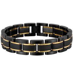 ***COI Titanium Black Gold Tone Bracelet With Steel Clasp(Length: 8.27 inches)-01766AA