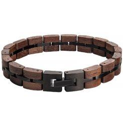 ***COI Black Titanium Koa Wood Bracelet With Steel Clasp(Length: 8.66 inches)-01837AA