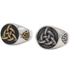 ***COI Titanium Black Gold Tone/Silver Trinity Knots Ring-01865AA