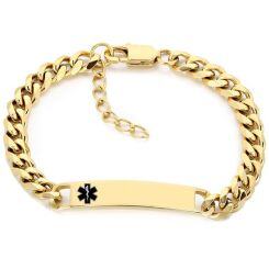 ***COI Titanium Silver/Gold Tone Medical Alert Bracelet With Steel Clasp(Length: 7.87 inches)-01892AA